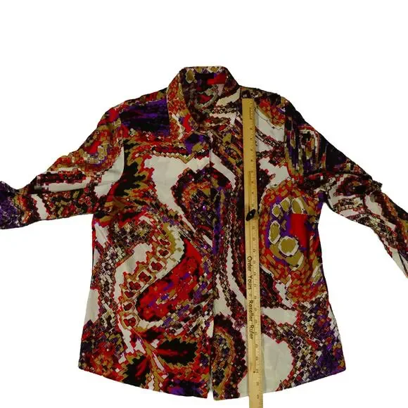 Escada Paisley Silk Cotton Button Up Blouse Long Sleeve Ladies Size 42 - Picture 4 of 7